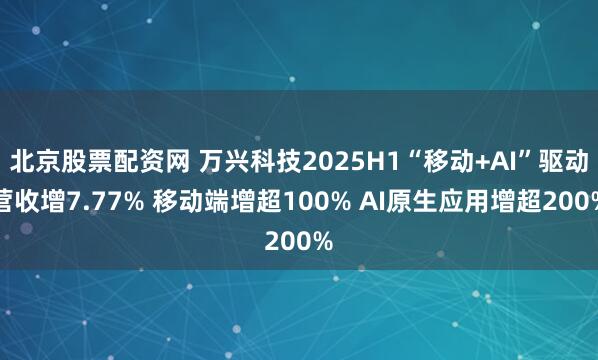 北京股票配资网 万兴科技2025H1“移动+AI”驱动营收增7.77% 移动端增超100% AI原生应用增超200%